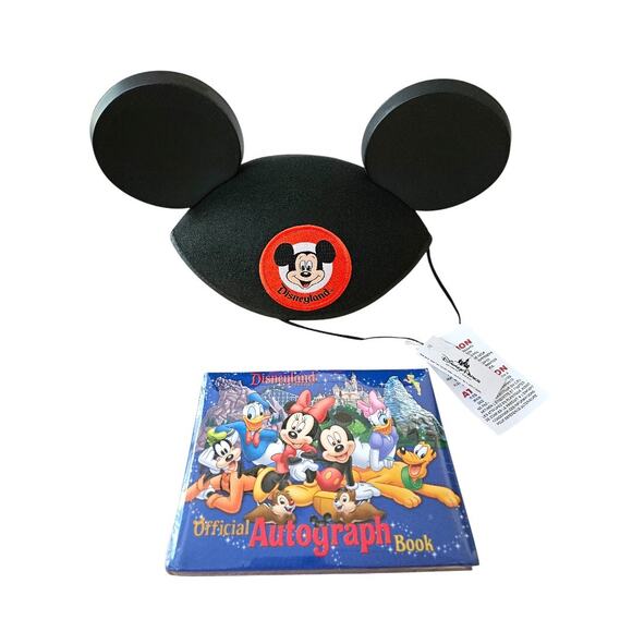 NEW Disney Disneyland Mouseketeer Mickey Ears Hat Black & Autograph Book in Blue - Picture 1 of 9